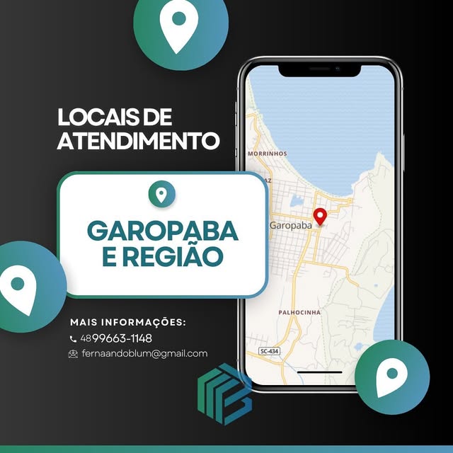 Mapa com os locais de atendimento da Blum Soluções